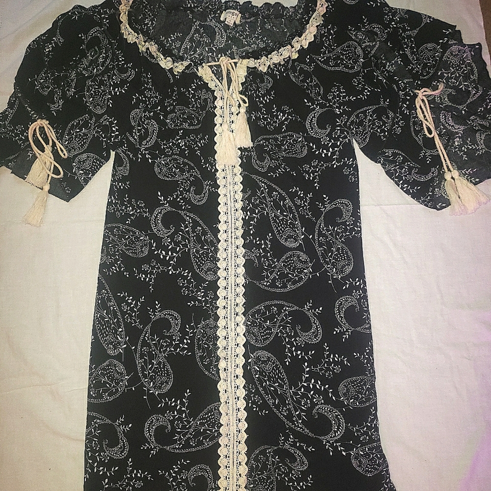 Boho Paisley Umgee Dress Open Shoulder